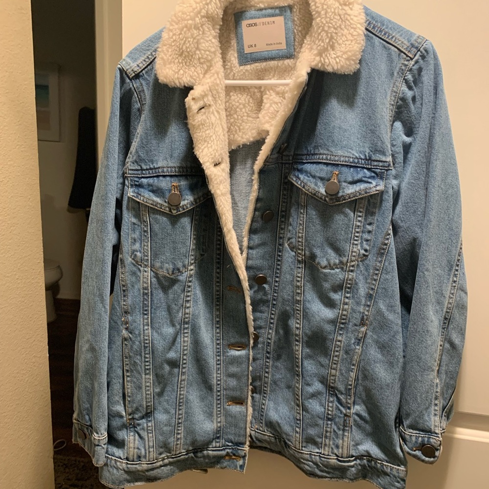 ASOS jean jacket w/ Sherpa collar